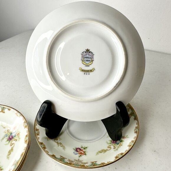 Set Of 4 Tea cup plates Only Empress China “Windmere” Japan Gold Replacement - Picture 7 of 9